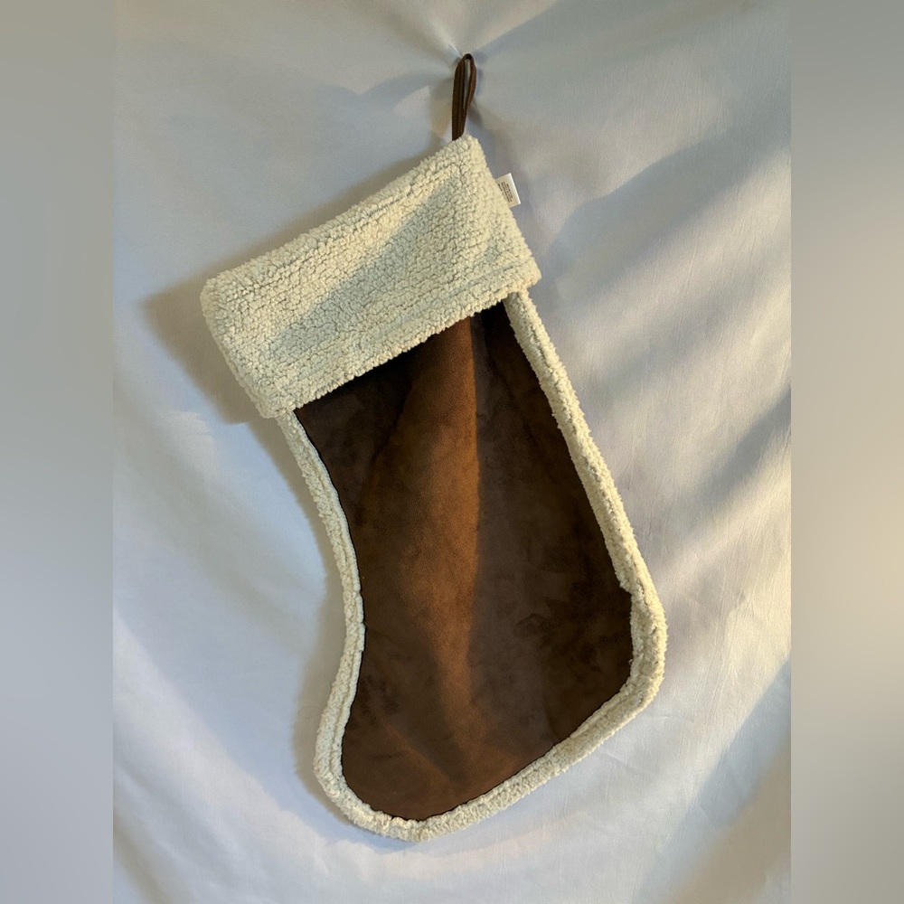 Park Designs brown faux suede and white shearling large Christmas stocking